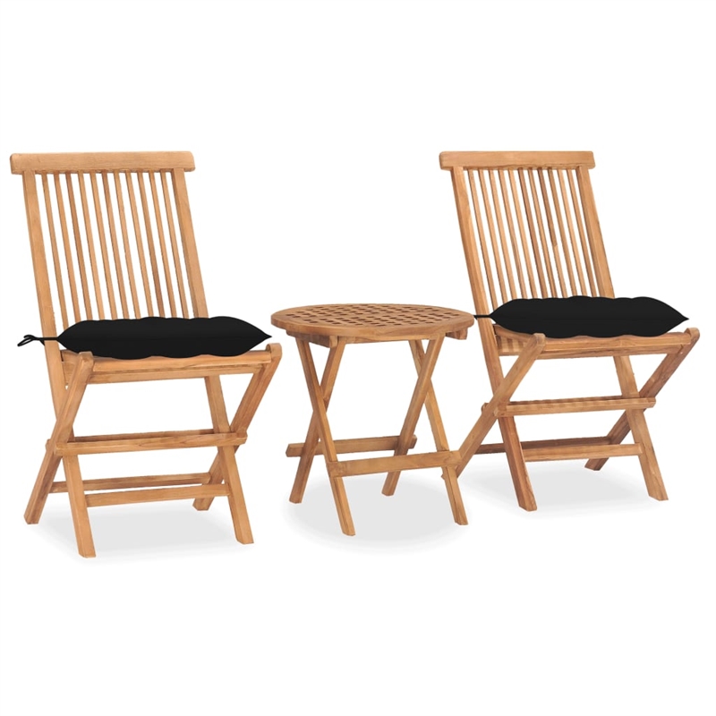 vidaXL Patio Dining Set in Teak Wood/Natural - Set Of 2
