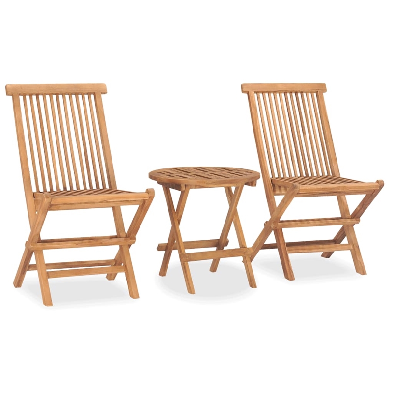 vidaXL Patio Dining Set in Teak Wood/Natural - Set Of 2