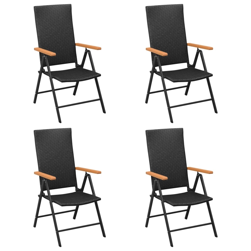vidaXL 5 Piece PE Rattan/Aluminium Dining Set in Black/Brown
