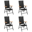 vidaXL 5 Piece PE Rattan/Aluminium Dining Set in Black/Brown