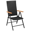 vidaXL 5 Piece PE Rattan/Aluminium Dining Set in Black/Brown