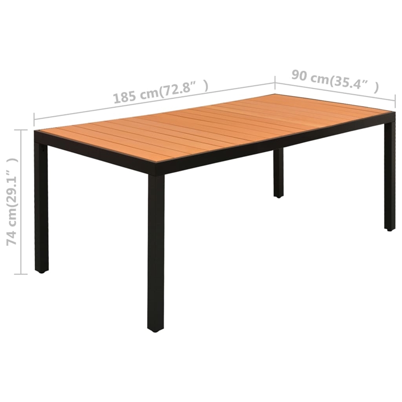 vidaXL Aluminum Large Height-Adjustable Dining Set in Black/Brown
