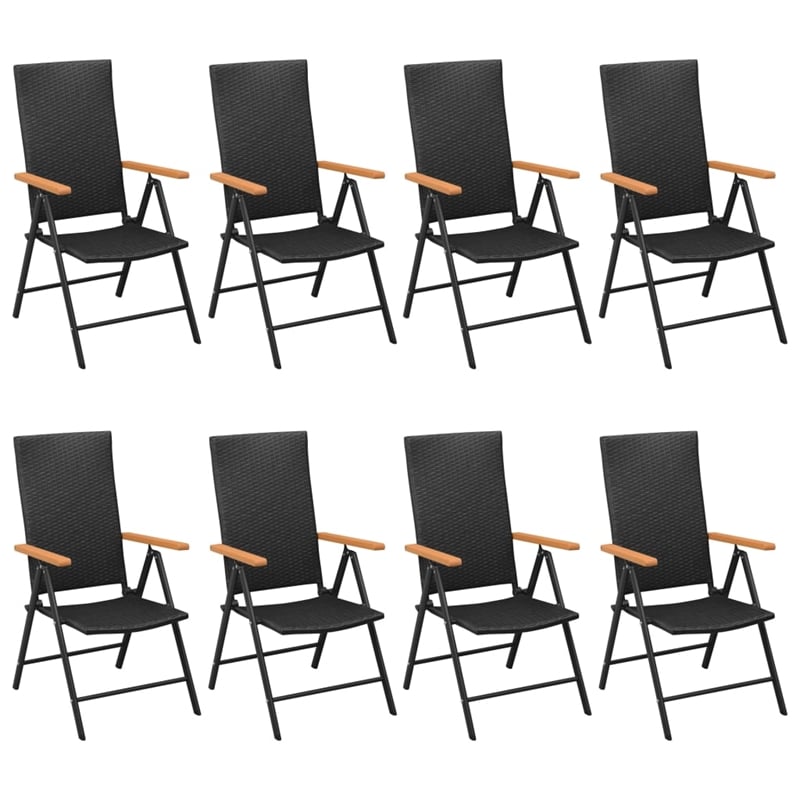 vidaXL Aluminum Large Height-Adjustable Dining Set in Black/Brown