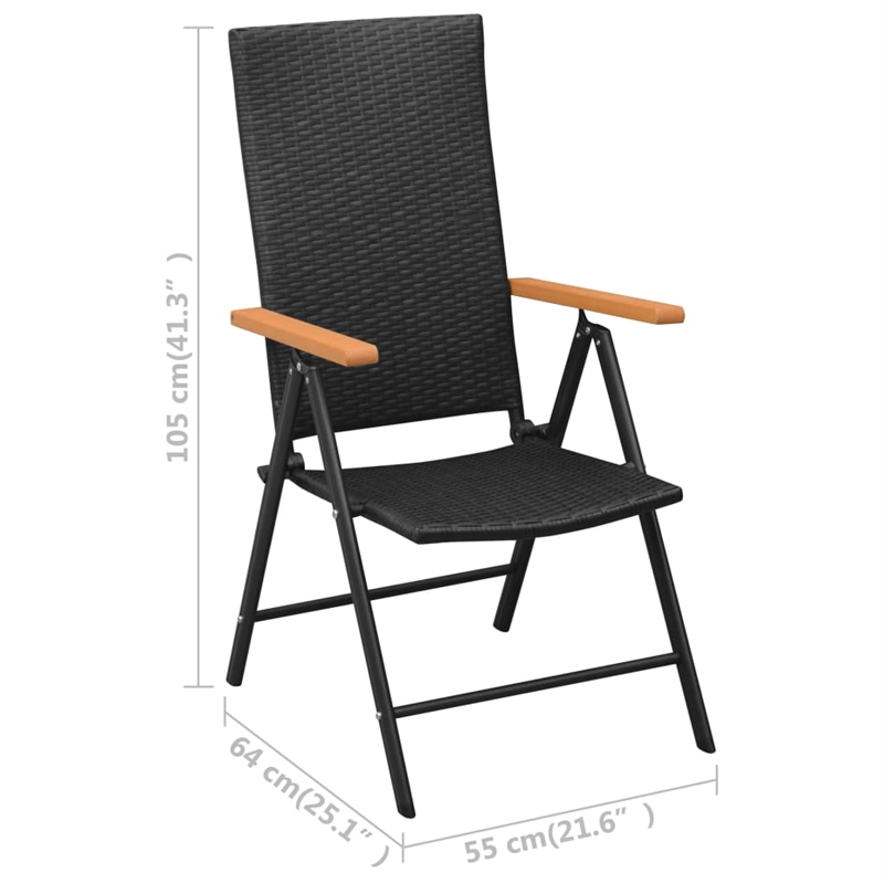 vidaXL 5 Piece PE Rattan/Aluminum Dining Set in Black/Brown