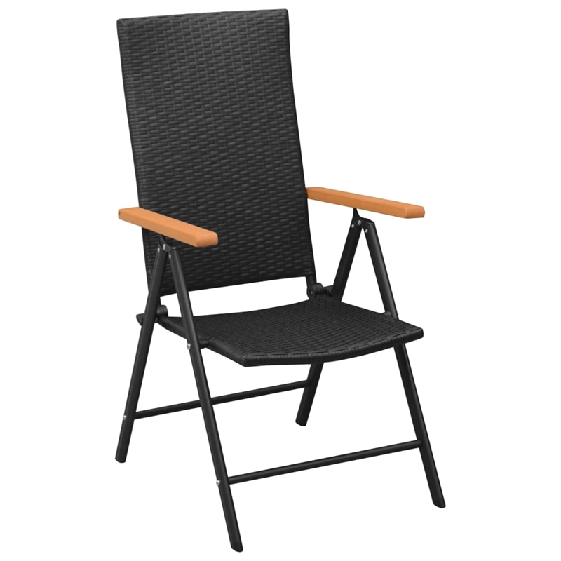 vidaXL 5 Piece PE Rattan/Aluminum Dining Set in Black/Brown