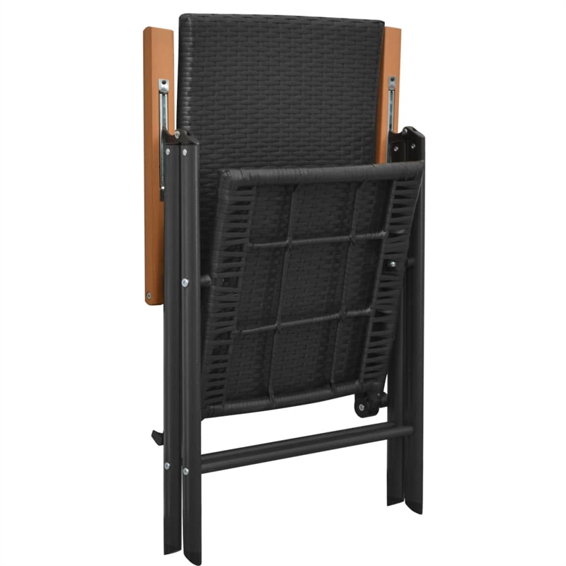 vidaXL 5 Piece PE Rattan/Aluminum Dining Set in Black/Brown