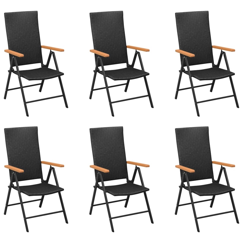 vidaXL 7 Piece Aluminum/PE Rattan Dining Set in Black/Brown