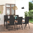 vidaXL 7 Piece Aluminum/PE Rattan Dining Set in Black/Brown