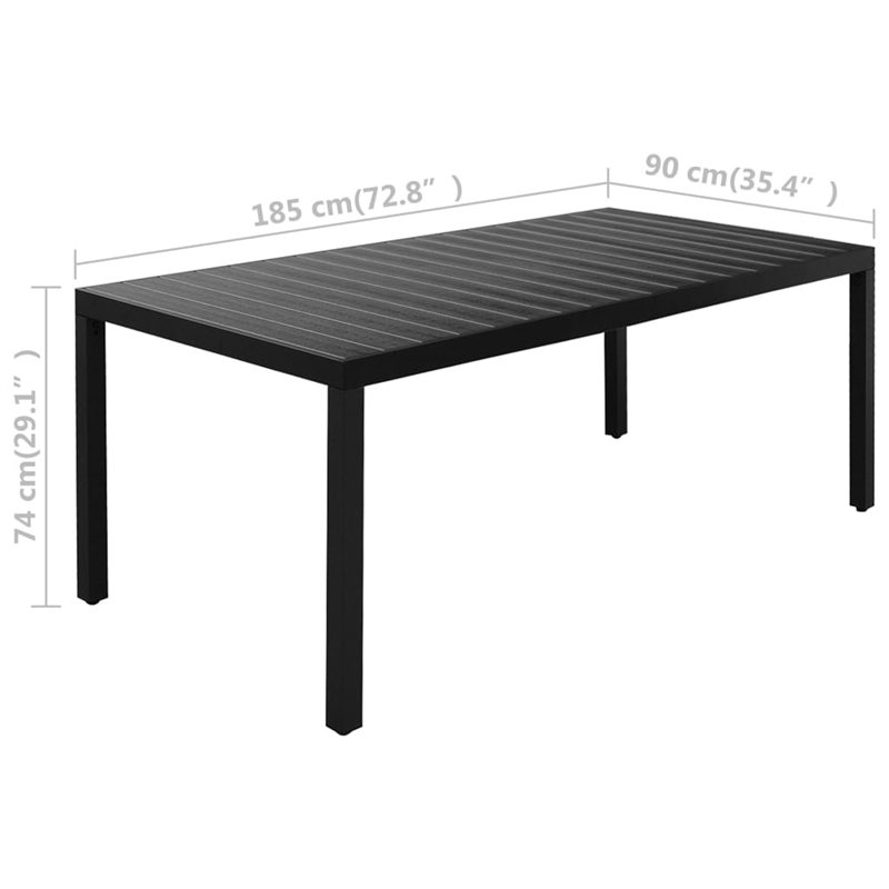 vidaXL 7 Piece Aluminum/PE Rattan Dining Set in Black/Brown