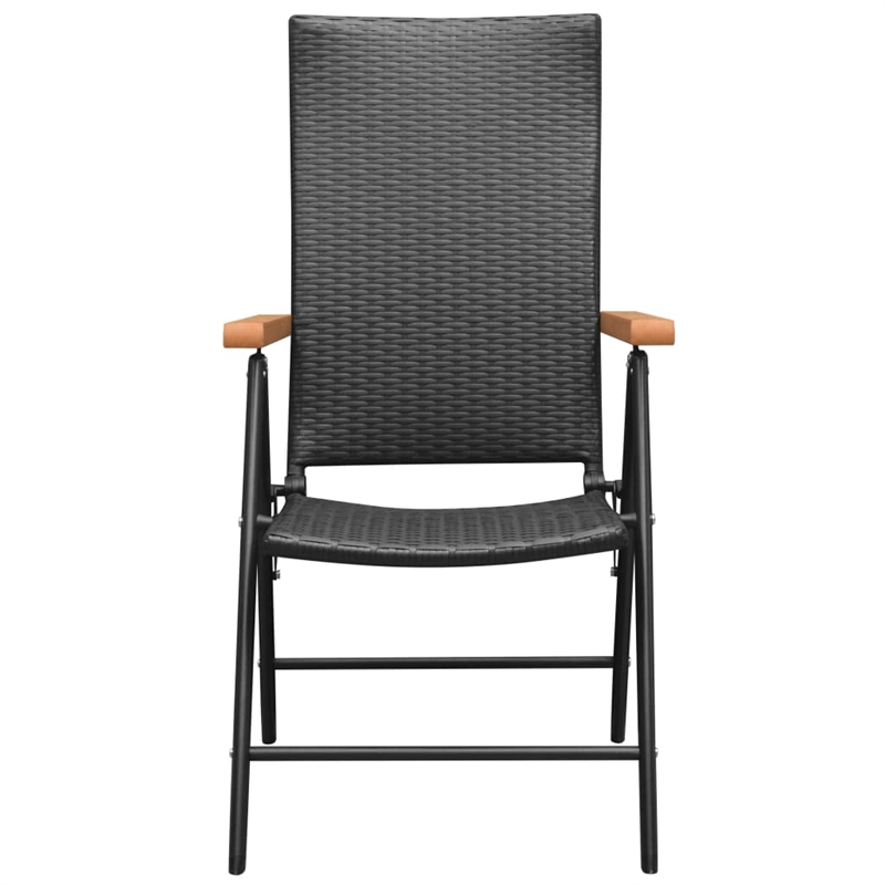 vidaXL 7 Piece Aluminum/PE Rattan Dining Set in Black/Brown