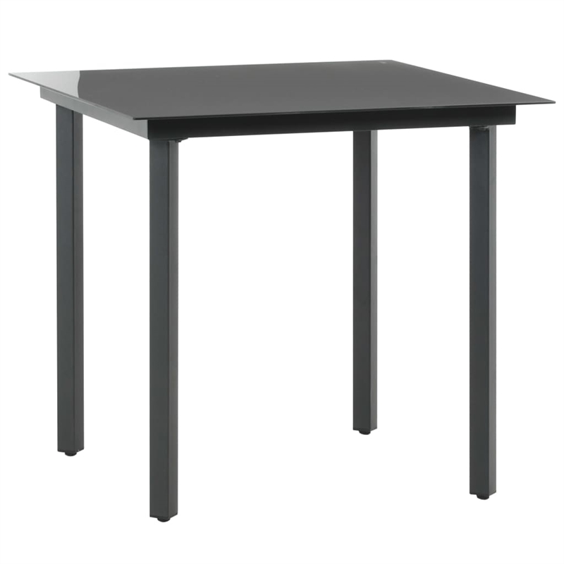 vidaXL PVC Rattan/Glass/Powder-Coated Steel Medium Dining Set in Black
