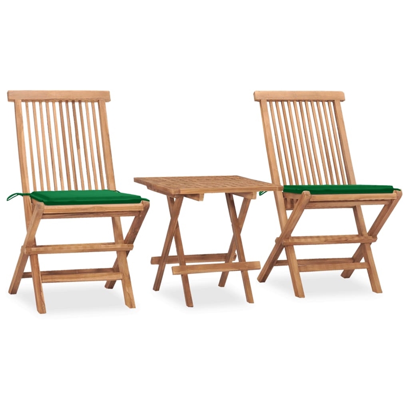 vidaXL Medium Foldable Patio Dining Set in Teak Wood - Set Of 2