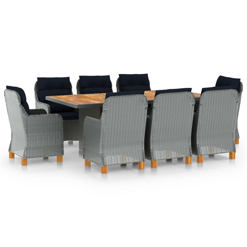 vidaXL 9 Piece Patio Dining Set in Light Gray/Black