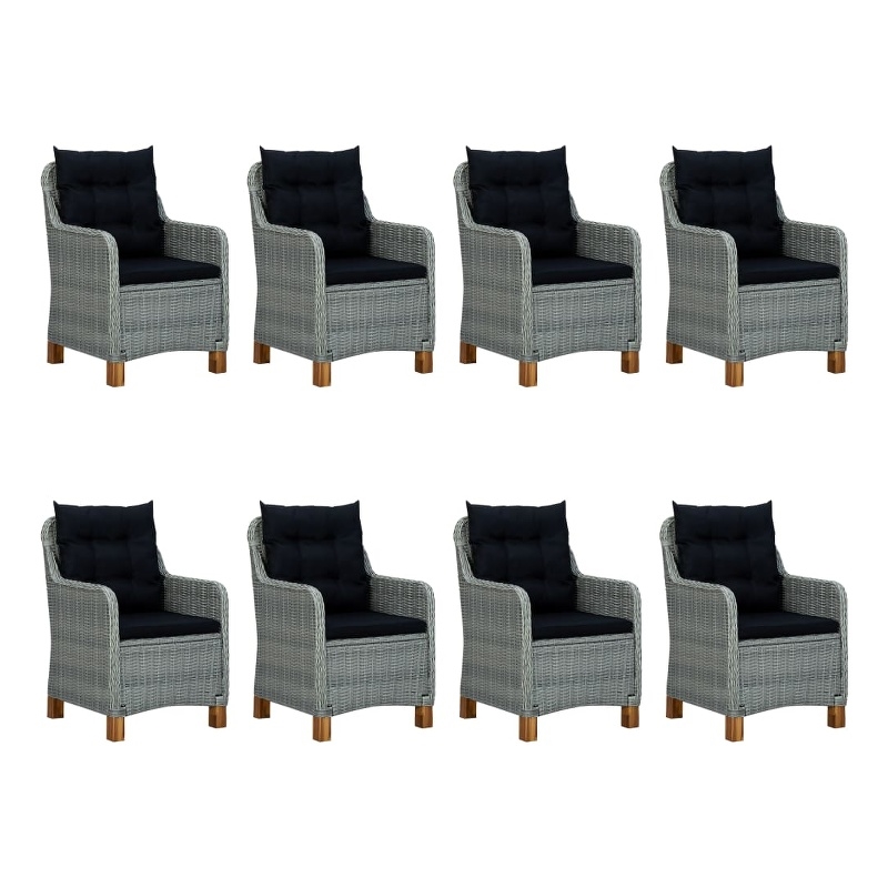 vidaXL 9 Piece Patio Dining Set in Light Gray/Black