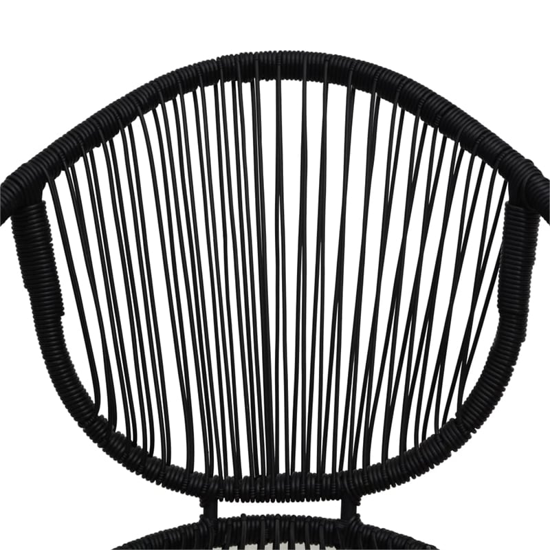 vidaXL Dining Set in Black PVC Rattan/Powder-Coated Steel/Glass 3-Piece