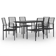 vidaXL Dining Set in Black Glass Large Durable Dining Set Rectangular
