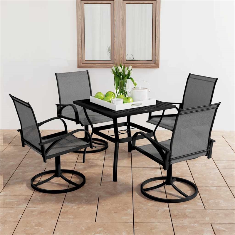 vidaXL Dining Set in Anthracite in Gray Textilene and Powder-Coated Steel