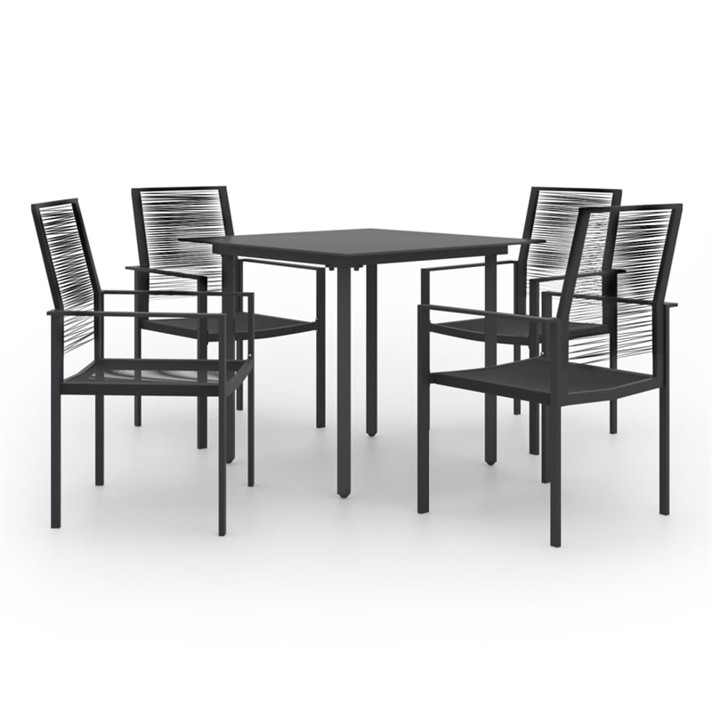 vidaXL Dining Set in Black Glass Medium Durable Garden Dining Set