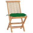 vidaXL Patio Dining Set in Natural Wood/Green Cushion - Set Of 2
