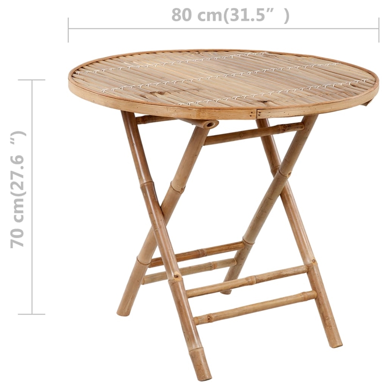 vidaXL Patio Dining Set Natural Bamboo/Green Cushion - Set of 4