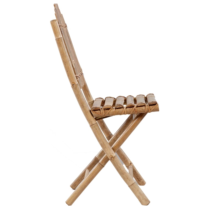 vidaXL Patio Dining Set Natural Bamboo/Green Cushion - Set of 4