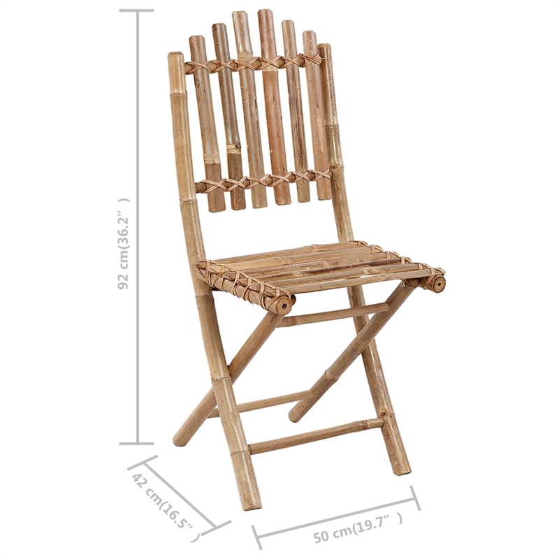 vidaXL Patio Dining Set Natural Bamboo/Green Cushion - Set of 4