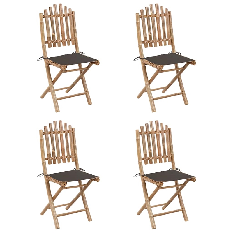 vidaXL Patio Dining Set Natural Bamboo Bamboo/Polyester Medium - Set of 4
