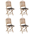 vidaXL Patio Dining Set Natural Bamboo Bamboo/Polyester Medium - Set of 4
