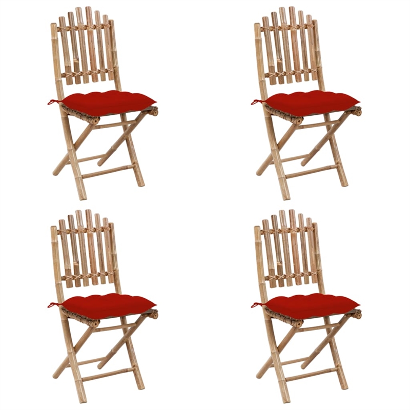 vidaXL Patio Dining Set Bamboo Bamboo/Polyester Medium - Set of 4