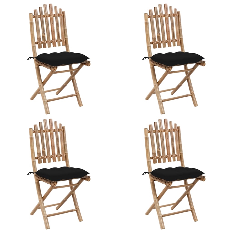 vidaXL Patio Dining Set Natural Bamboo Bamboo/Polyester - Set of 4