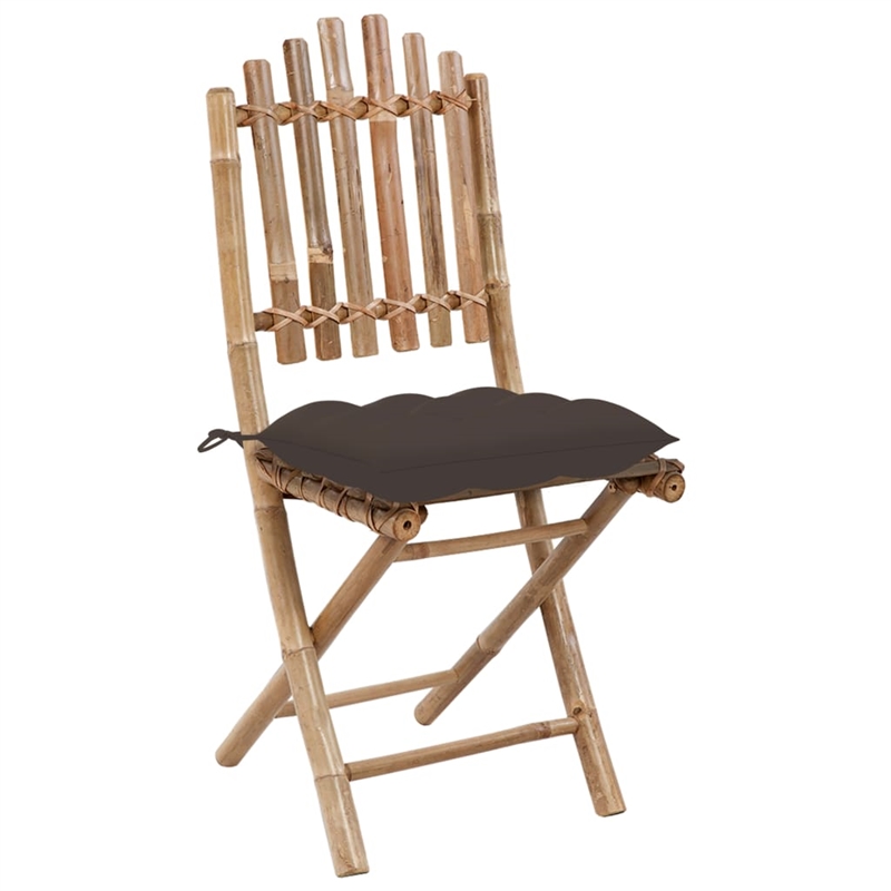 vidaXL Patio Dining Set Natural Bamboo Bamboo and Polyester - Set of 4