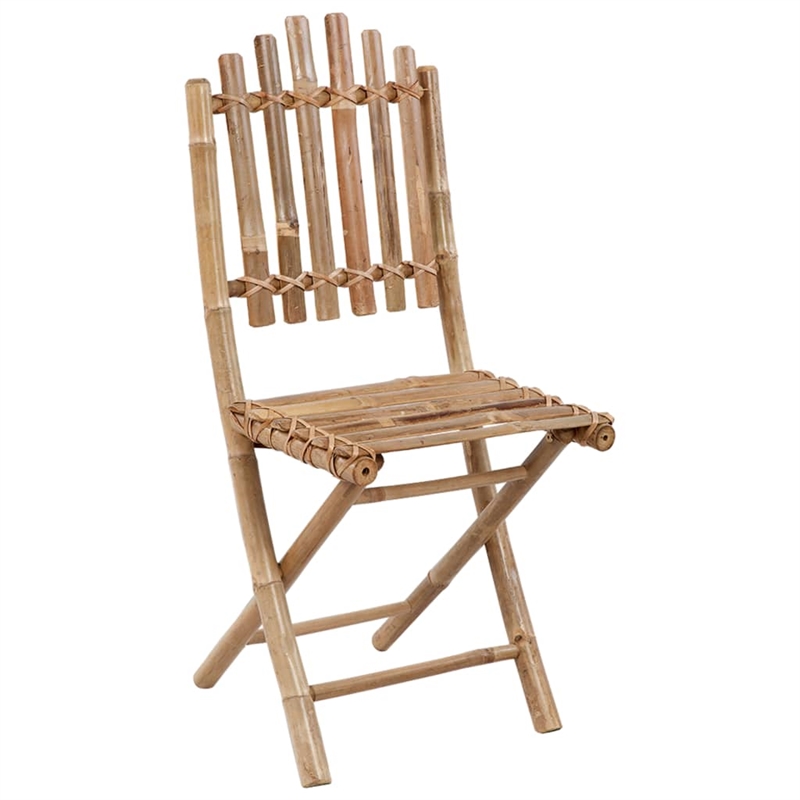 vidaXL Patio Dining Set Wine Red Cushion/Natural Bamboo - Set of 4