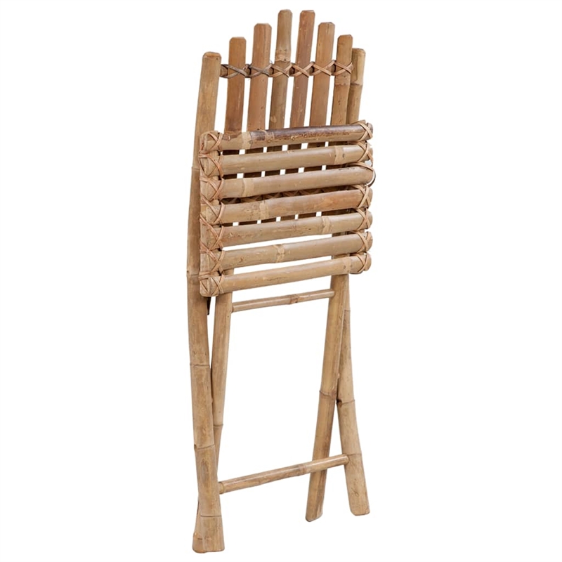 vidaXL Patio Dining Set Wine Red Cushion/Natural Bamboo - Set of 4