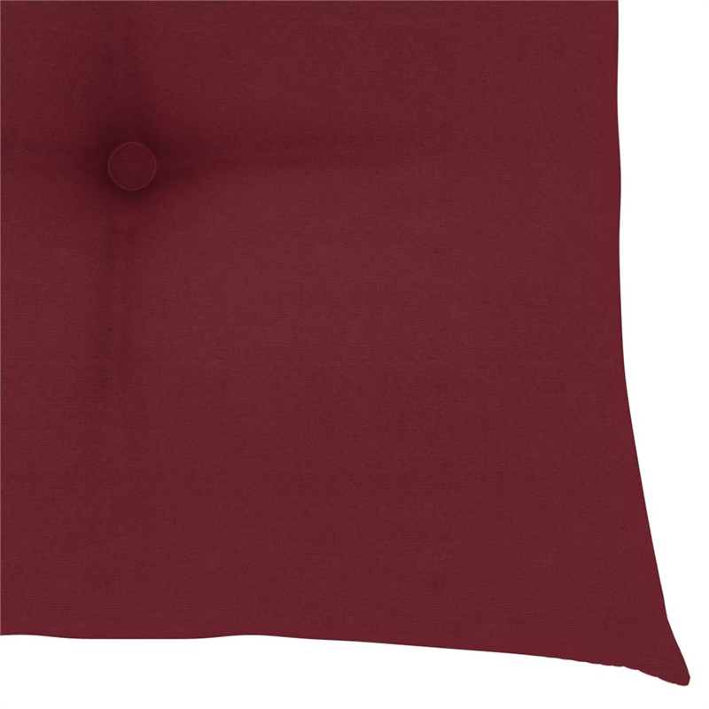vidaXL Patio Dining Set Wine Red Cushion/Natural Bamboo - Set of 4