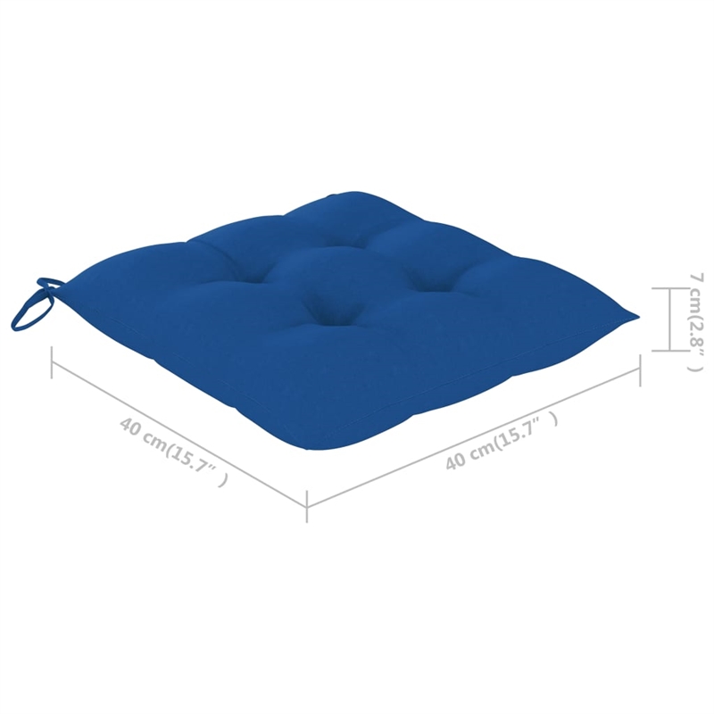 vidaXL Patio Dining Set Bamboo Color/Blue Cushions - Set of 4