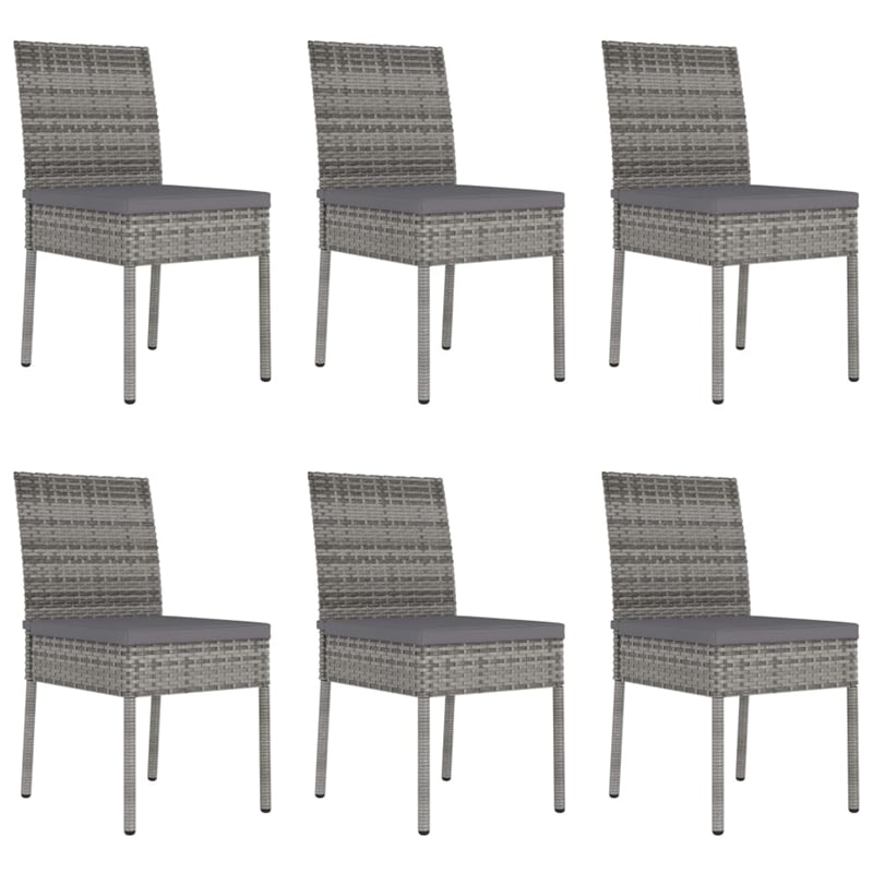 vidaXL Dining Set in Gray Poly Rattan/Powder-Coated Steel/Glass Standard
