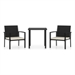 vidaXL Dining Set in Black Table and Chairs/Cream Cushions