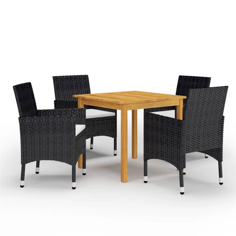 vidaXL Garden Dining Set Chair in Black/Cushion Cream White