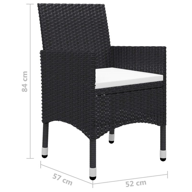 vidaXL Garden Dining Set Chair in Black/Cushion Cream White