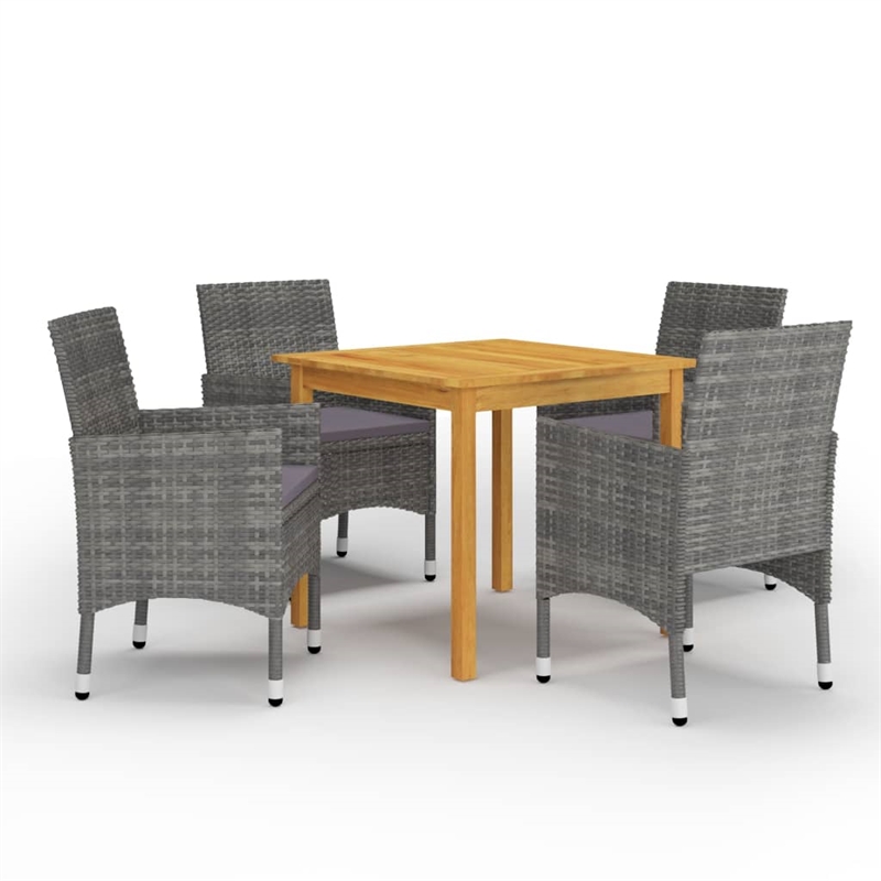 vidaXL Dining Set in Gray Solid Acacia Wood 5 Piece Set Ergonomic