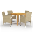 vidaXL Dining Set in Beige Solid Acacia Wood Medium Strong Dining Set