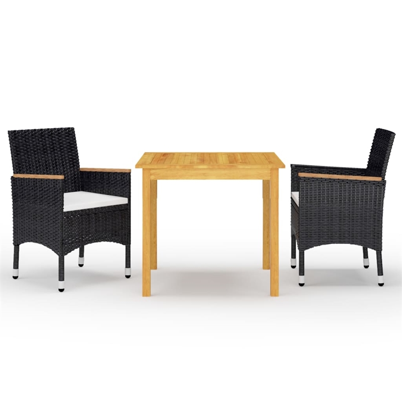 vidaXL Garden Dining Set in Black/Cream White