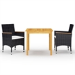 vidaXL Garden Dining Set in Black/Cream White