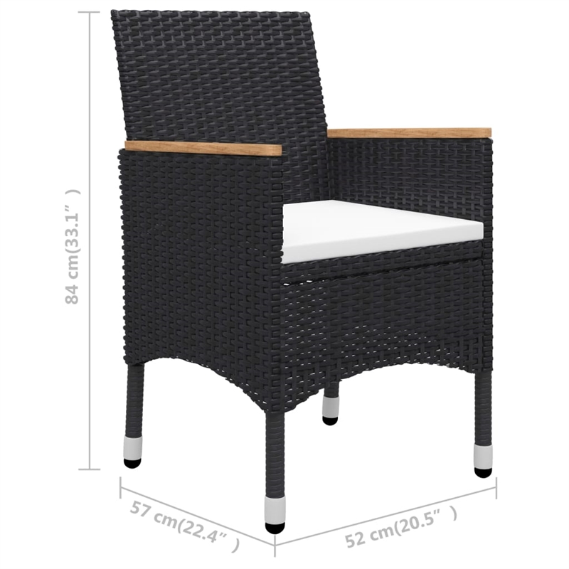 vidaXL Garden Dining Set in Black/Cream White