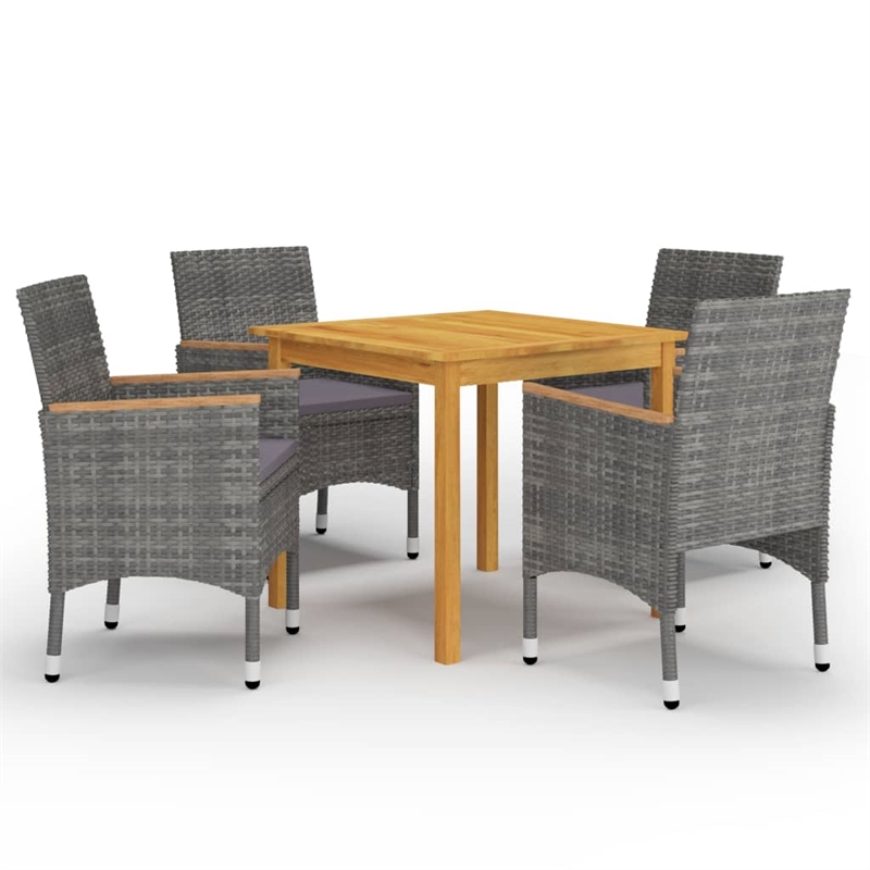 vidaXL Dining Set in Gray Solid Acacia Wood Medium Ergonomic Dining Set
