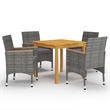vidaXL Dining Set in Gray Solid Acacia Wood Medium Ergonomic Dining Set