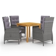 vidaXL Garden Dining Set in Gray Solid Acacia Wood/PE Rattan/Steel Medium