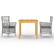 vidaXL Garden Dining Set in Gray Solid Acacia Wood Standard Durable
