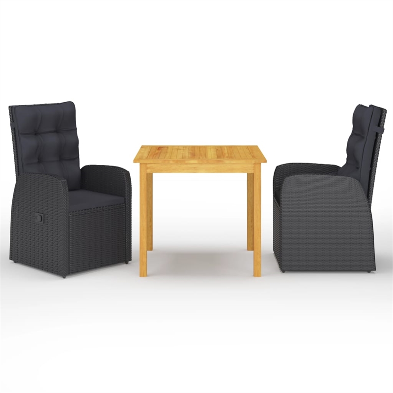 vidaXL Garden Dining Set in Black/Brown