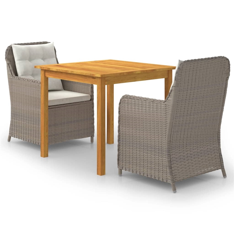 vidaXL Dining Set in Brown Solid Acacia Wood Medium Removable Covers